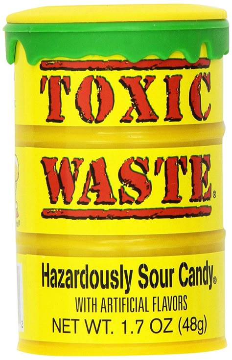 Gross Candy, Toxic Waste Candy, Plastic Drums, Toxic Waste, Candy Bar Labels, Retro Sweets, Free Candy, Sour Candy, Candy Bouquet