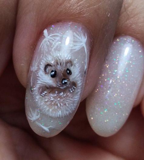 Hedgehog Nails, Animal Nail Designs, Nail Art Noel, Disney Acrylic Nails, Animal Nail Art, Art Deco Nails, Nail Drawing, Trendy Nail Art Designs, Gel Nails Diy