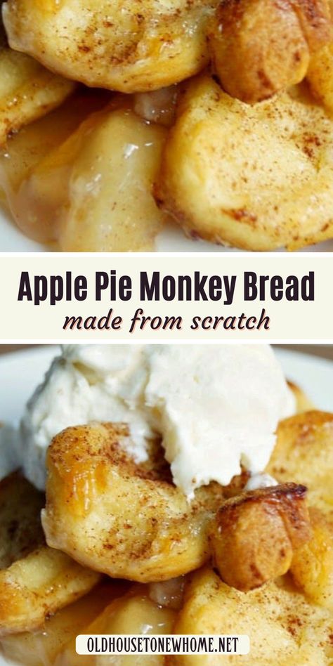 Apple Pie Monkey Bread Apple Pie Recipe With Canned Filling, Monkey Bread With Canned Biscuits, Apple Pie Monkey Bread, Apple Monkey Bread, Savory Monkey Bread, Cinnamon Roll Frosting, Apple Pie Filling Recipes, Kid Friendly Dessert, Homemade Apple Pie Filling