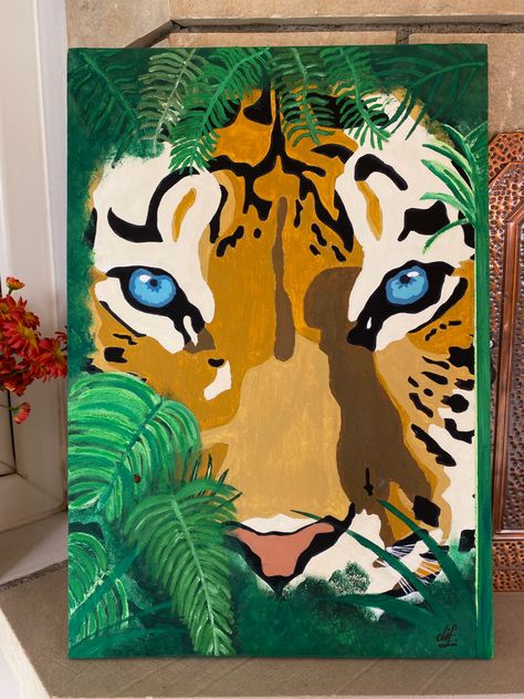 Tiger Painting Acrylic, Brazil Art, Canvas Painting Abstract, Embroidered Canvas Art, Leg Mehndi, Legs Mehndi Design, Tiger Painting, Surfboard Design, Embroidered Canvas