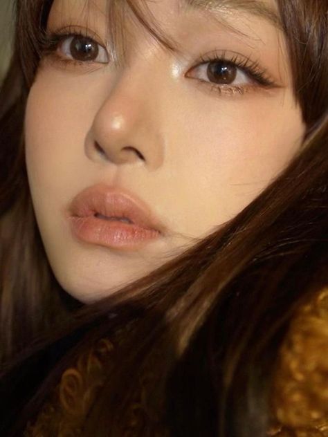 Brown Asian Eye Makeup, Korean Casual Makeup, Makeup Looks Korean Natural, Fox Eye Makeup Asian, Neutral Tone Makeup Looks, Neutral Toned Makeup, Fox Face Type Makeup, Autumn Deep Makeup, Soft Autumn Korean Makeup