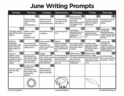 Monthly Writing Prompt Calendars | Journal Prompts | Lakeshore® Writing Prompts Kids, June Writing, First Grade Writing Prompts, Writing Prompts Journal, Writing Nonfiction, Summer Writing Prompts, Writing Vocabulary, Student Folders, Homeschool Writing