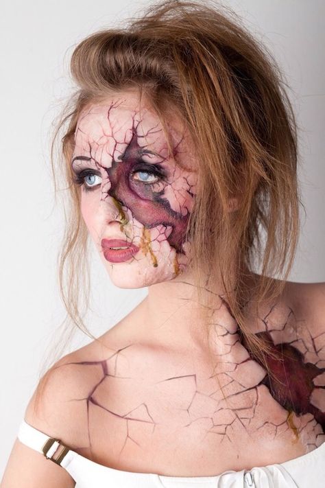 Face art Halloween Make-up Looks, Horror Make-up, Special Fx Makeup, Horror Makeup, Theatrical Makeup, Special Effects Makeup, Halloween Costumes Makeup, Fx Makeup, Crazy Makeup