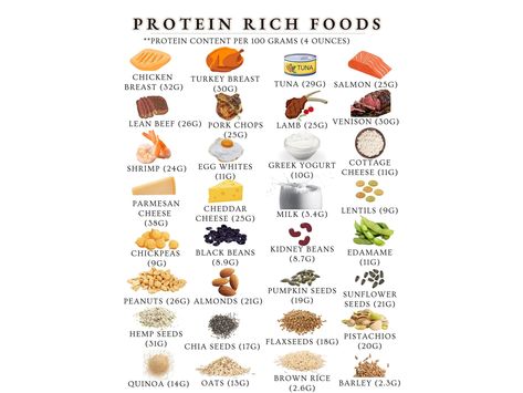 ↠ Discover the Power of High Protein Foods ↞ ⇨ Nutritional Excellence: Our Protein-Rich Foods Chart highlights a wide variety of high protein foods, including meats, dairy products, legumes, nuts, seeds, and grains. Learn about their protein content per 100 grams, serving sizes, and recommended daily intake to make informed choices for a balanced, wholesome diet. ⇨ Build and Repair Muscle: Protein is essential for muscle growth and repair. Use our chart to incorporate high protein foods into your diet, supporting your fitness goals and promoting muscle health. ⇨ Energize and Satisfy: High protein foods help you stay fuller for longer and provide sustained energy throughout the day. Say goodbye to hunger pangs and enjoy increased vitality with a protein-rich diet. ⇨ Support Weight Managemen Eggs Protein Chart, Most Protein Rich Foods, High Protein Meats List, High Protein Seeds, Meat Protein Chart, Protein Content Chart, What Does 40g Of Protein Look Like, Protein Count Chart, Protein Grams Chart