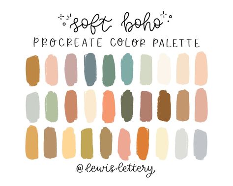 Art Color Palette, Boho Colours, Boho Color Palette, Procreate Color Palette, Procreate Ipad Art, Palette Design, Color Schemes Colour Palettes, Ipad Lettering, Palette Color