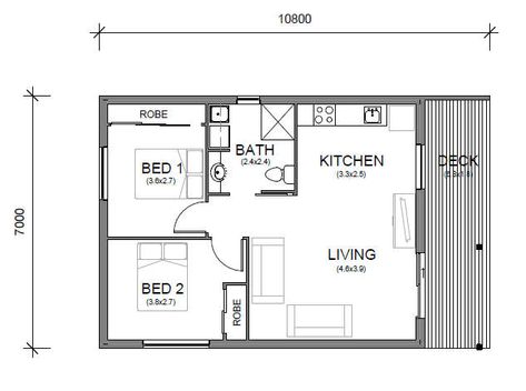 Panel Homes Pre-cast Concrete Design - Granny Flat 2 2 Car Garage Conversion Granny Flat, Granny Flat Ideas Floor Plans, Small Flat Plan, 2 Bedroom Granny Flat Floor Plans, Modern Granny Flat, Garage Conversion Granny Flat, Wooden House Plans, Granny Flat Plans, Cottage Floor Plan