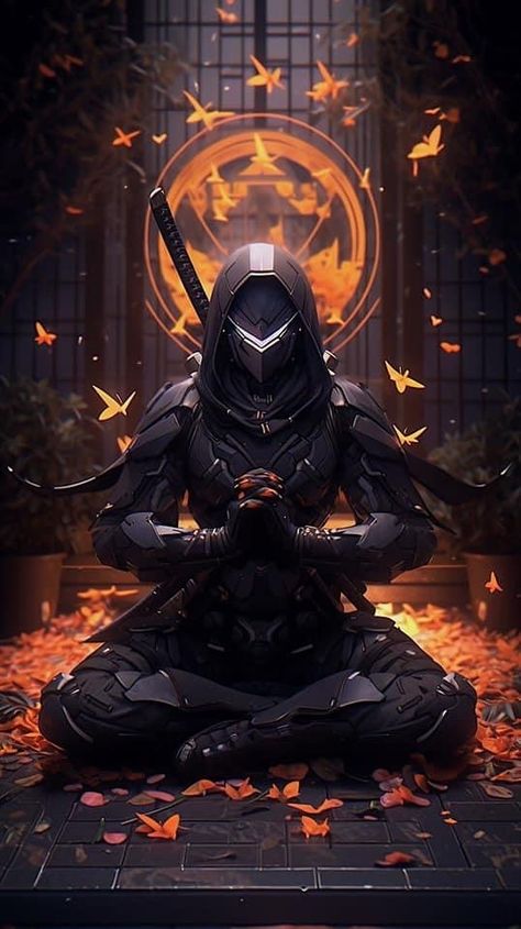 Cer Nocturn, Japanese Art Samurai, Warrior Concept Art, Arte Ninja, Samurai Wallpaper, Dark Fantasy Artwork, Samurai Artwork, Ninja Art, Cool Anime Backgrounds