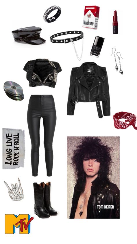 Motley Crue Outfit, 80s Rockstar Fashion, 80s Rocker Chick Outfit, Rock Girl Outfit, Punk Rocker Costume, Rocker Chick Outfit, 80s Rock Style, Rockstar Aesthetic Outfits, 80s Rock Fashion