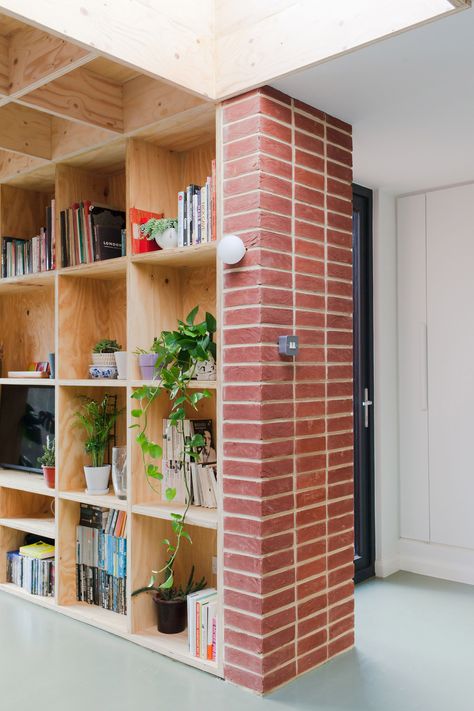 Brick Shelves, Ikea Boxes, Brick Wall Tiles, Bricks Wall, Red Brick Walls, Architecture Today, Wall Tiles Design, Green Flooring, Patio Flooring