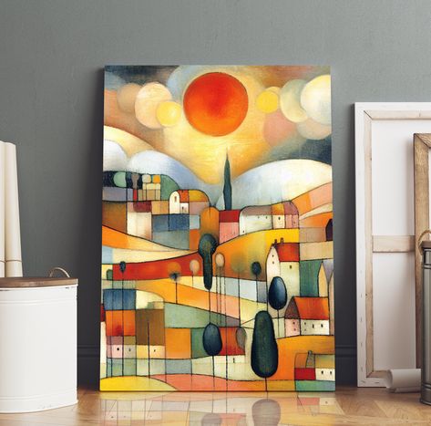 This stunning Paul Klee Inspired Landscape Cubist Style Painting Art is a unique and captivating piece that effortlessly combines abstract and landscape elements. This listing is for a digital download only. No physical print or product will be shipped. You can see more all of our Bauhaus posters here: https://etsy.me/3EY0uB0 🔹 𝗪𝗛𝗔𝗧'𝗦 𝗜𝗡𝗖𝗟𝗨𝗗𝗘𝗗 You will receive 5 High-resolution 300-dpi JPG files in 5 different ratios that can be printed in many sizes giving you so many display opti Paul Klee Landscape, Cubist Landscape Painting, Bauhaus Posters, Klee Art, Paul Klee Paintings, Paul Klee Art, Colorful Landscape Paintings, Cubist Paintings, Abstract Landscape Art