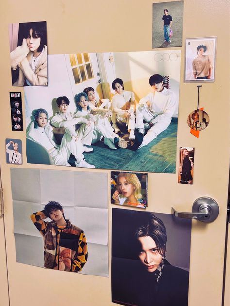 #kpop #walldecoration #posters #onlyoneof #taemin #treasurekpop #txt #purplekiss #skz #bnd Onlyoneof Poster, Onlyoneof Nine, Door Wall Decor, Room Aesthetics, Room Redesign, Door Wall, Room Decor, Wall Decor, Purple