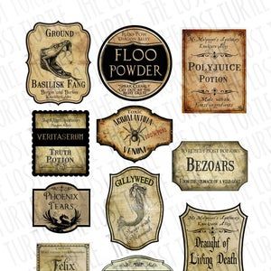 EDITABLE Printable Apothecary Labels Blank DIY Halloween | Etsy Wizard Decorations, Harry Potter Potion Labels, Potion Bottle Labels, Seed Labels, Harry Potter Weihnachten, Harry Potter Christmas Decorations, Imprimibles Harry Potter, Cumpleaños Harry Potter, Harry Potter Christmas Tree