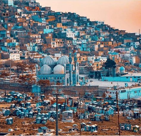 #afghanistan #blue_masque #masque Afghanistan Landscape, Mazar Sharif, Afghanistan Photography, Afghanistan Culture, Afghanistan Flag, Kabul Afghanistan, Everything Is Blue, Heart Iphone Wallpaper, City Pictures