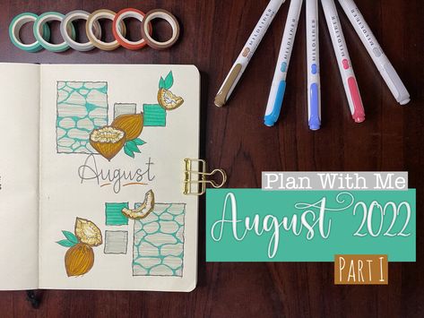 Monthly Bullet Journal Setup In Coconuts Theme Bullet Journal August Theme, Monthly Bullet Journal, 2024 Bujo, Bullet Journal August, August Themes, Crayola Supertips, Bullet Journal Month, Bullet Journal Setup, Tombow Dual Brush Pen