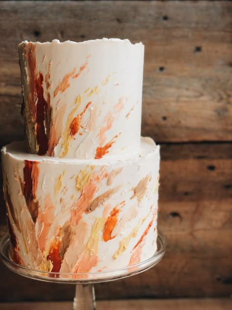 Small Cake For Wedding, Burnt Orange Birthday Cake, Terra Cotta Cake Wedding, 1 Tier Fall Wedding Cake, Birthday Cake Fall Colors, Terra Cotta Cake, Terra Cotta Wedding Cake, Boho Terracotta Wedding Cake, Wedding Cakes Terracotta