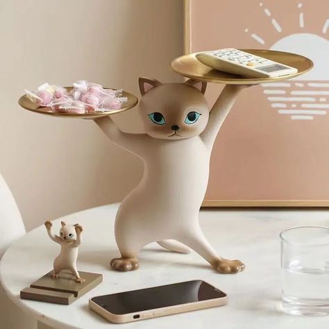 Faster shipping. Better Service. Office Table Desk, Key Bowl, Key Tray, Gold Desk, Sand Sculptures, Key Storage, Modern Cat, Cat Ornament, Apple Store