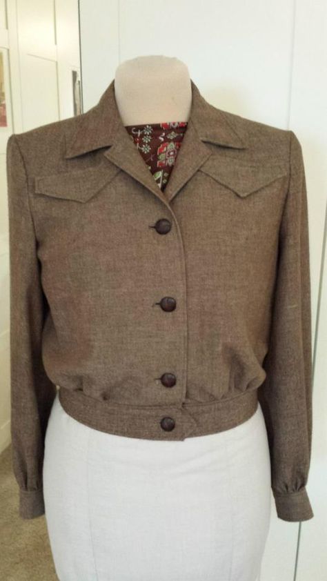 1950s Jacket Women, Military Jacket Pattern, 1940s Clothes, 50s Jacket, 1950s Casual, Modest Christian Clothing, Eisenhower Jacket, Upcycle Inspiration, 1940s Jacket