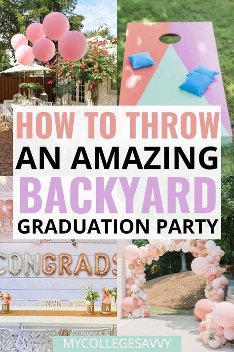 Hosting an outdoor graduation celebration? Here are the absolute best backyard grad party ideas that you'll want to copy. Girls Grad Party Ideas, Epic Graduation Party Ideas, Grad Party Set Up Ideas Layout, College Grad Party Ideas Decorations, Graduation Garden Party Ideas, Grad Party Entertainment Ideas, Backyard Grad Party Decorations, Flower Theme Graduation Party, Grad Party Backyard