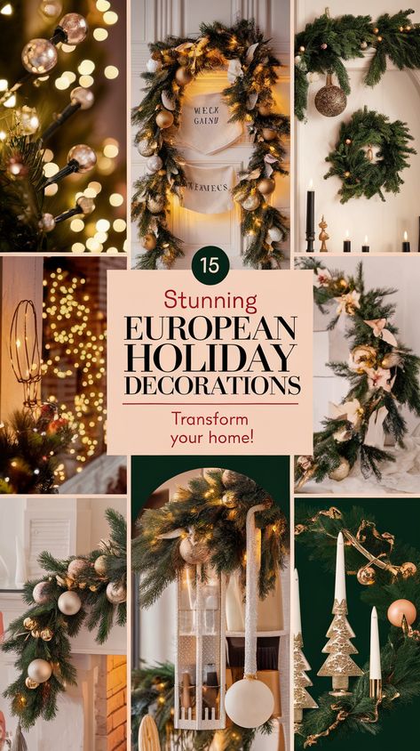 15 Stunning European Holiday Decorations to Transform Your Home into a Winter Wonderland! Forest Christmas Decor Winter Wonderland, Old World Christmas Decor Ideas, Christmas Forest Wonderland, Christmas Decor Themes, Non Christmas Winter Decor, Old World Christmas Decor, 15 Decorations, Elegant Christmas Decor Ideas, After Christmas Decor