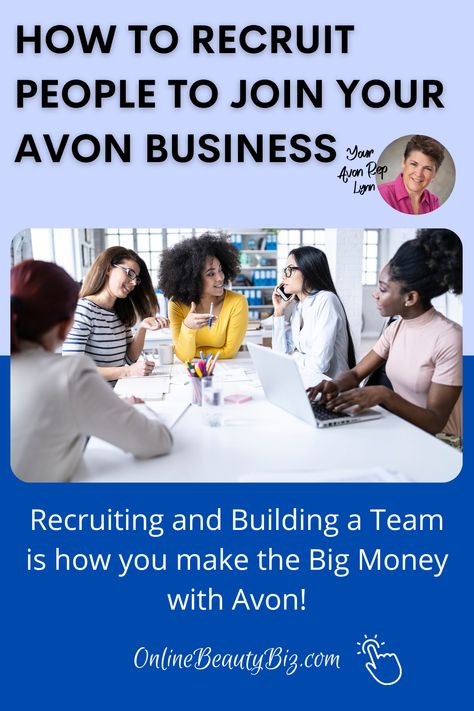 While you can definitely make money in your Avon business by selling, it’s when you start to recruit a team that you really start making the money! It’s not as hard as you think. Your job is simply to keep sharing the Avon opportunity with more and more people. Once they join, you encourage them and help them get started. Are you finding it hard to recruit new Avon Representatives for your Avon business? Here are some ideas that might help you. First, Ask Yourself If You Would Join You... Recruiting Ideas, Avon Marketing, Training Business, Join Avon, Avon Sales, Direct Sales Business, Avon Business, Mlm Business, Avon Rep