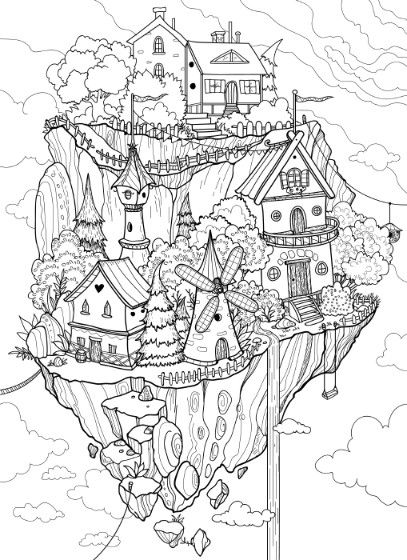 Coloring Pages Free Printable Grown Ups, Modele Zentangle, Forest Coloring Pages, Adult Printable Coloring Pages, Adult Coloring Designs, Colouring Sheets, Detailed Coloring Pages, Adult Colouring Pages, Free Adult Coloring Pages