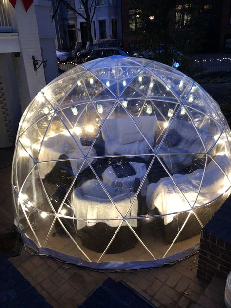 Turn a garden igloo into your very own winter wonderland outdoor space. Outdoor Igloo Ideas, Garden Igloo Decorating Ideas, Igloo Tent, Igloo House, Garden Igloo, Outdoor Dome, Winter Tent, Bubble House, Bubble Tent