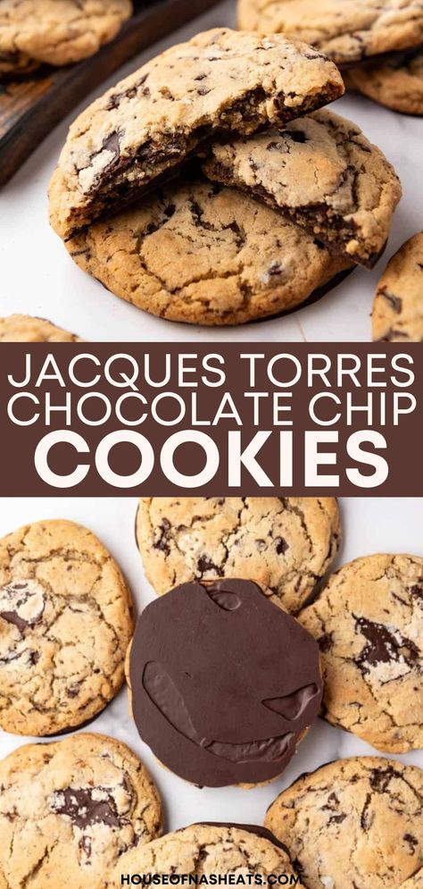 Chocolate Chip Cookies Dipped In Chocolate, Chocolate Bottom Cookies, Tiffs Treats Copycat Chocolate Chip, Jacque Torres Chocolate Chip Cookies, Difficult Dessert Recipes, Nyt Chocolate Chip Cookies, Dipped Chocolate Chip Cookies, Difficult Recipes, Jacques Torres Chocolate Chip Cookies