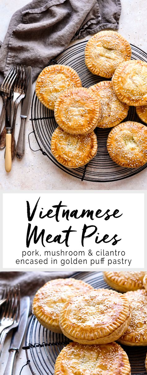 Vietnamese Meat Pies, Pâté Chaud, Bánh Pâté Sô | eatlittlebird.com Vietnamese Dishes, Savoury Pies, Mapo Tofu, Viet Food, Meat Pies, Savory Pies, Savory Pastry, Vietnamese Cuisine, Vietnamese Food