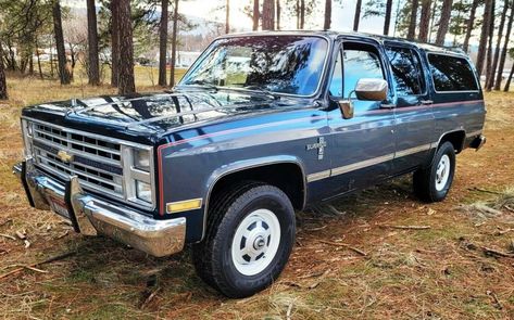 Where would you rank this super-clean 1985 diesel Suburban among sub-$20,000 full-sized SUVs? #Chevrolet, #Suburban 99 Chevy Suburban, 89 Suburban, 1972 Suburban, 2001 Suburban, 1990 Chevy Suburban, Tow Boat, Detroit Diesel, Best Barns, Old Pickup