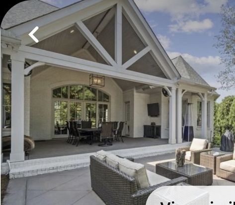 Cathedral Patio Ceiling, Vaulted Deck Ceiling Covered Porches, Covered Patio Vaulted Ceiling, Cathedral Back Porch, Rear Porch Ideas Patio, Vaulted Porch Ceiling Ideas, Vaulted Porch Ceiling, Vaulted Back Porch, Large Back Porch