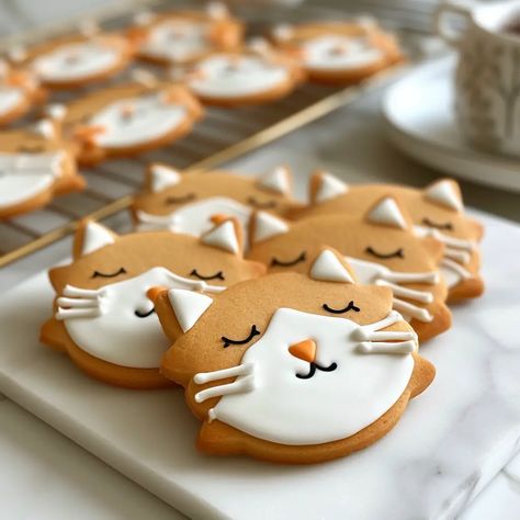 Special Cookies, Cozy Afternoon, Animal Photoshoot, Creative Baking, Cat Cookies, Cat Faces, Homemade Cat, Dog Party, Pet Photo