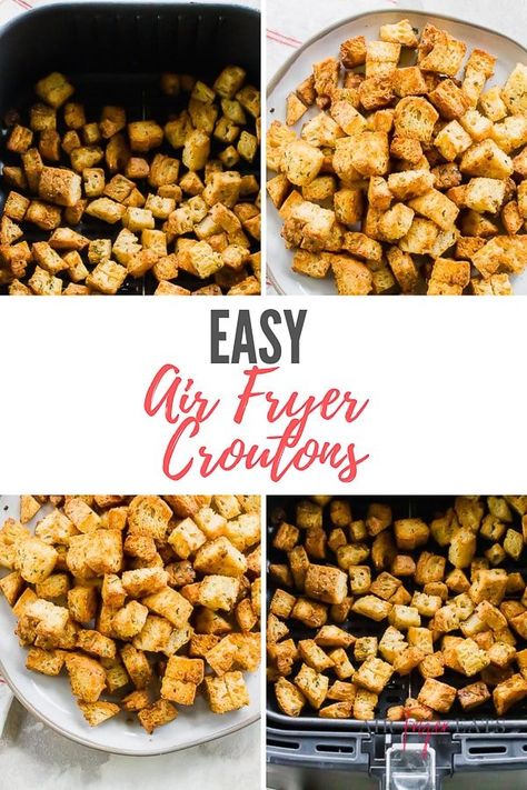 Homemade Croutons Easy Air Fryer, Homemade Croutons Air Fryer, Air Fryer Croutons Homemade, Airfryer Croutons, Croutons In Air Fryer, Croutons Air Fryer, Air Fryer Croutons, Sourdough Croutons, How To Make Croutons