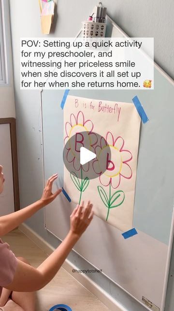 Fynn Sor | Happy Tot Shelf on Instagram: "I love welcoming my preschooler home from school with a fun activity—it’s a special way for us to bond and kick off our home learning adventure together. Today, Abby had a blast with a treasure hunt game! She searched high and low for sticky note butterflies hidden around the room. 🦋 Then, she sorted them to uppercase letter B or lowercase letter b and pasted them onto corresponding flowers.  👉🏻 Perfect for ages 2 to 5!  ❤️ Want more delightful activities to connect and learn with your children? Follow @happytotshelf for more fun and educational ideas! . #learningisfun #handsonlearning #homelearning #preschoolactivities #earlylearning" Pre Literacy Activities Preschool, Letter B Fun Activities, Teaching Letter Activities, Letter Bb Activities, Letter Hunt Activities, Letter B For Kindergarten, Letter B Learning Activities, English Activities For Nursery, Letter B Activity For Toddlers