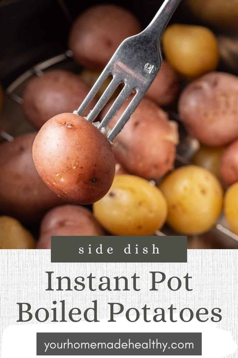 Instant Pot Boiled Potatoes are my favorite way to cook potatoes quickly and consistently every time. Try this method with red potatoes, gold potatoes, or russet potatoes and enjoy these potatoes as a side dish, or load it up with your favorite toppings for the ultimate baked potato night! Instant Pot Boiled Potatoes, Instapot Vegan, Gold Potato Recipes, Boiled Red Potatoes, Smashed Red Potatoes, Cooking Red Potatoes, Instant Pot Steam, Cook Potatoes, Red Bliss Potatoes