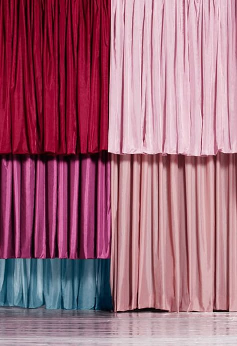 Color Structures No. 1 / Shona Heath via one more good one Pink Fabric Curtains, Shona Heath Set Design, Curtain Set Design, Fashion Art Installation, Shona Heath, Good One, Pink Curtain, Fashion Architecture, Beautiful Color Combinations