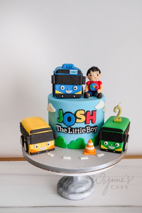 Tayo The Little Bus Birthday Cake, Tayo Bus Cake, Tayo Cake, Bus Cake, 2nd Birthday, Kids Birthday, Birthday Cake, Cake, Birthday