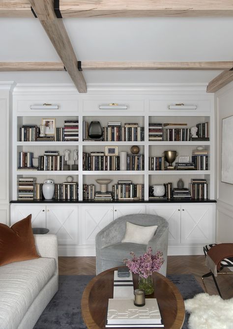 10 Tips for Shelf Styling with Lots of Books - Room for Tuesday Lots Of Books, Room For Tuesday, Tall Shelves, Styling Shelves, Living Room Reveal, Book Room, Bookshelf Styling, Rooms Reveal, Curved Sofa