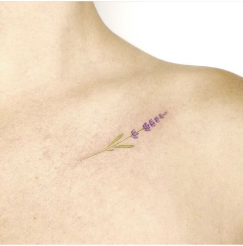 Small Lavender Tattoo, Fine Line Lavender Tattoo, Lavender Tattoo, Hand And Finger Tattoos, Mommy Tattoos, Collar Bone Tattoo, Under My Skin, Dainty Tattoos, Word Tattoos