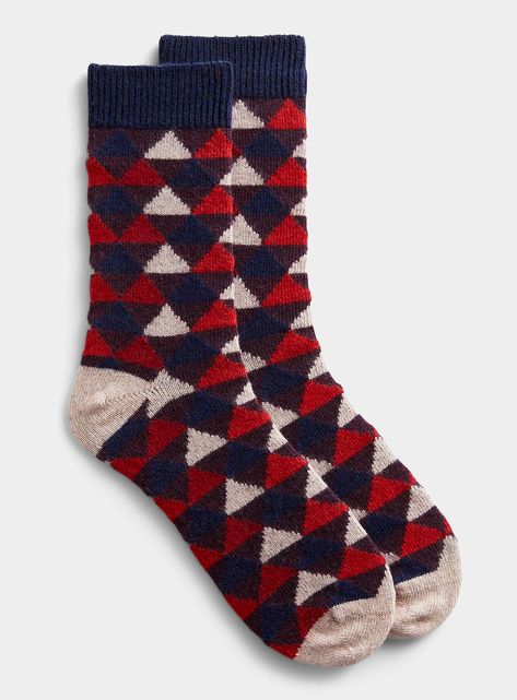 Sous-vêtements et détente > Homme > Chaussettes Le 31 - La chaussette de laine mosaïque triangles Le 31  Exclusivité Le 31  De notre collection Héritage Chaud tricot en mélange de laine Fabriquée au Portugal Modern Mens Fashion, Beauty Products Gifts, Coat Shoes, Men Socks, Golf Wear, Men's Socks, Skirt Co Ord, Casual Athletic, Wool Socks