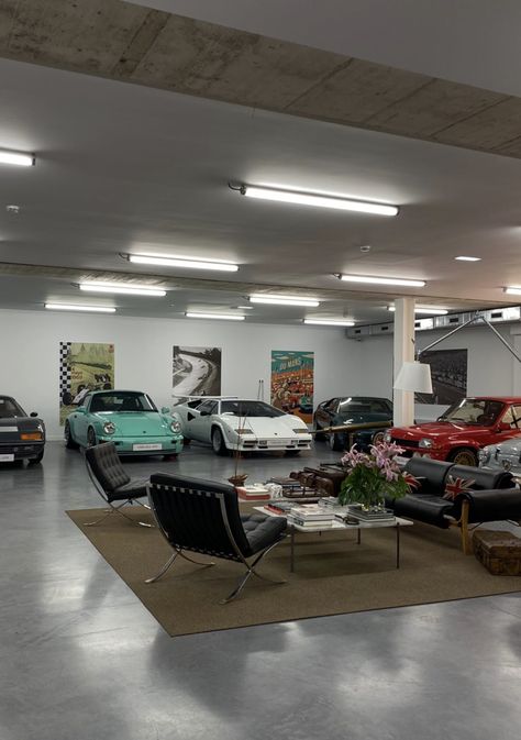 Working On Cars Aesthetic, Car Guy House Decor, Cars In House, Car In House, Car House Decor, Cars In Garage, Indoor Garage, Car Home Decor, Car House