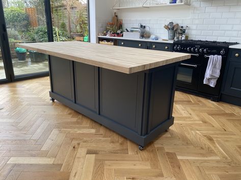 Kitchen Island Size, Kitchen Island Breakfast Bar, Build Kitchen Island, Island Breakfast Bar, Wooden Island, Custom Table Top, Order Kitchen, Small Kitchen Island, Blue Kitchen Cabinets