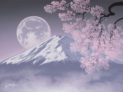 Sakura Painting Acrylic, Sweet Good Night Images, Happy Karwa Chauth Images, Sakura Painting, Sweet Dreams Images, Good Night To You, Photos Of Good Night, Blossom Painting, Good Night Wallpaper