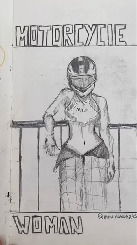 Large Drawing Ideas, Drawing Motorcycle, Motorcycle Sketch, Helmet Drawing, Motorcycle Drawing, الفن الرقمي, Meaningful Drawings, Graffiti Style Art, Comic Style Art