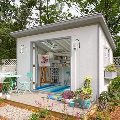 artist studio shed - Trendir Home Art Studios, Painted Shed, Garden Escape, Shed Makeover, Backyard Storage Sheds, Art Shed, Studio Shed, Backyard Storage, Backyard Studio