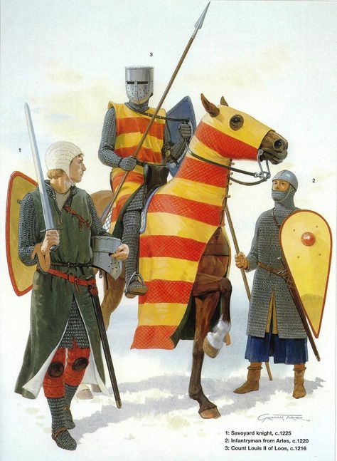 Soldiers of Central Europe,  Early 13th Century Medieval Spain, Medieval Costumes, Military Illustration, Century Armor, Warriors Illustration, Historical Warriors, High Middle Ages, Medieval Knights, Medieval Ages