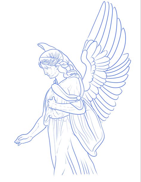 Angel Tattoo Men Stencil, Angel Tattoo Stencil Outline, Angel Outline Drawing, Angel Sketch Simple, Easy Tattoo Stencil Outline, Angel Tattoo Outline, Angel Tattoo Stencil, Angel Tattoo Stencils, Jesus Tattoo Sleeve