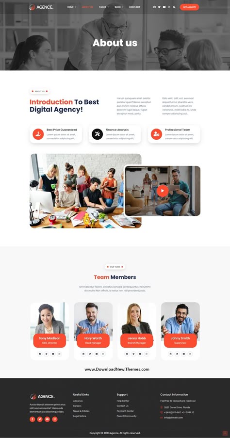 Agence - Digital Agency HTML Template Agency Website Inspiration, It Company Website, About Us Page Design, Ux Design Principles, Marketing Agency Website, Corporate Website Design, Agency Website Design, Ui Design Website, Business Website Design