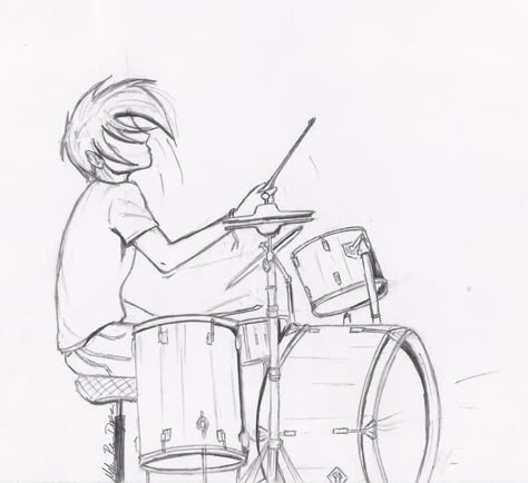 Playing Drums Drawing, Band Drawing Reference, Drummer Drawing, Drum Drawing, Guitar Drawing, Guitar Teacher, Drawing Examples, Body Drawing, Drawing Images