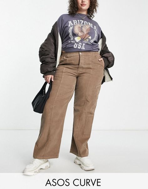 ASOS DESIGN Curve 00’s cargo pants in mushroom corduroy #fashion #pants #cargo #cargopants #womensclothing #womenfashion #womensstyle #fashionoftheday Soft Butch, Corduroy Fashion, Women Cargo Pants, Pants Cargo, Pants Fit, Brown Pants, Current Styles, Cargo Pant, Cargo Trousers