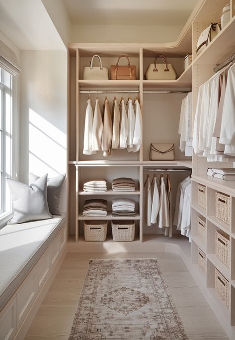 Optimize Your Space: 12+ Must-Know Closet Organization Tips! All Shelf Closet, Narrow Long Walk In Closet, Closet Build Out, Pax Closet Ideas, Elfa Closet Ideas, Japandi Closet, Bedroom Closet Shelves, Teen Closet, Aesthetic Closet